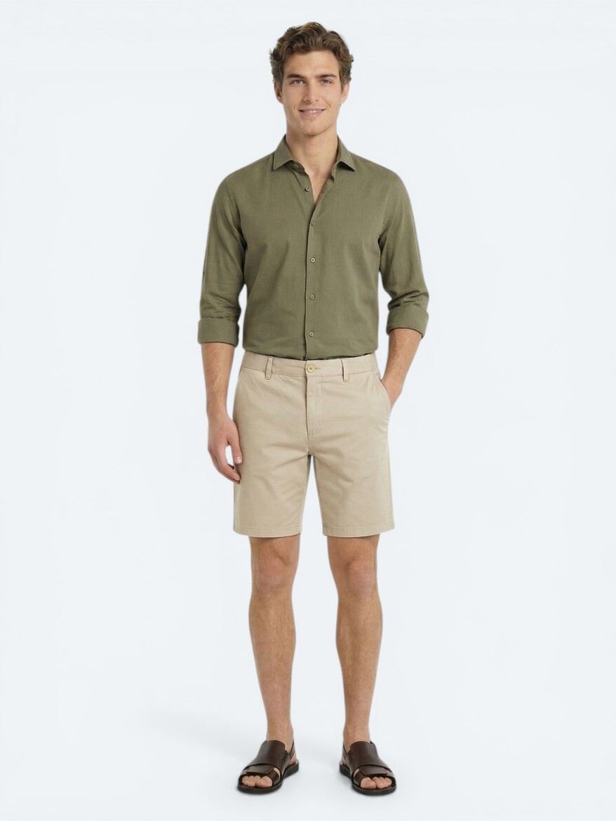 Caramel Material Jogging Fit Casual Cotton Blended Bermuda - 1