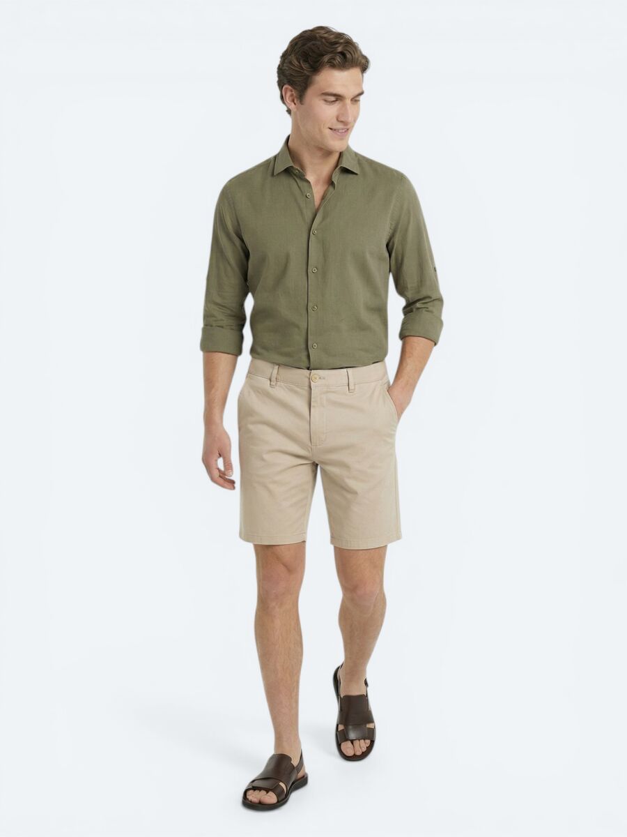 Caramel Material Jogging Fit Casual Cotton Blended Bermuda - 4