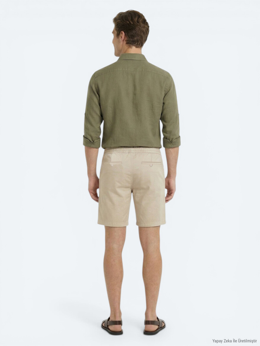 Caramel Material Jogging Fit Casual Cotton Blended Bermuda - 5