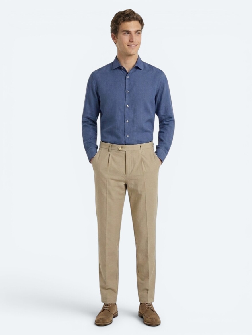 Caramel Material Relaxed Fit Casual Cotton Blended Trousers - KİP