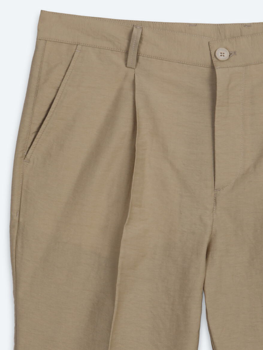 Caramel Material Relaxed Fit Casual Cotton Blended Trousers - 7
