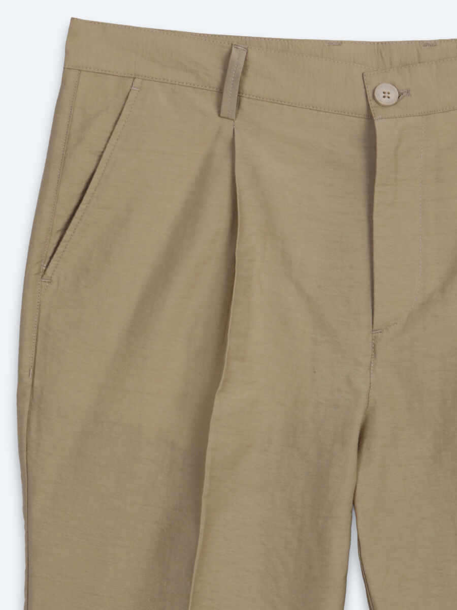 Caramel Material Relaxed Fit Casual Cotton Blended Trousers - 7