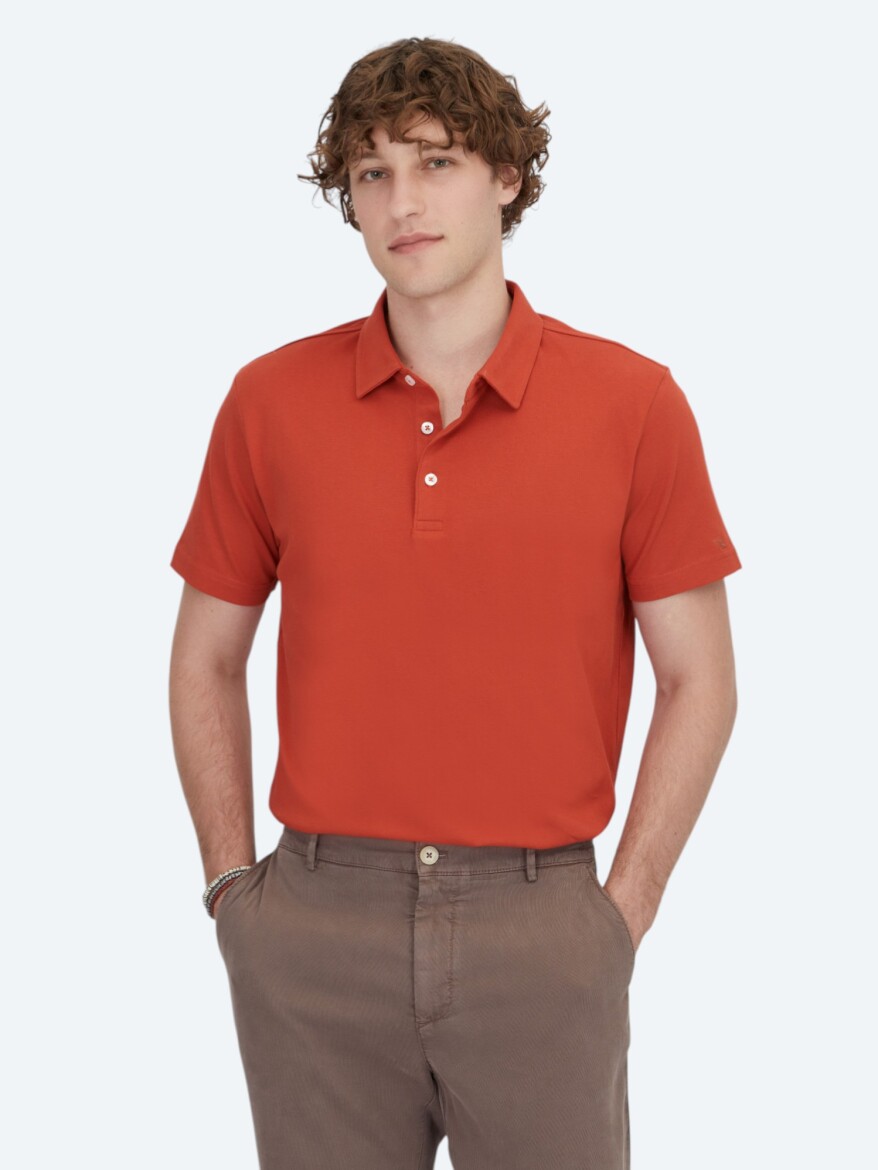 Cinnamon Polo Neck Cotton Blended T-Shirt - 1