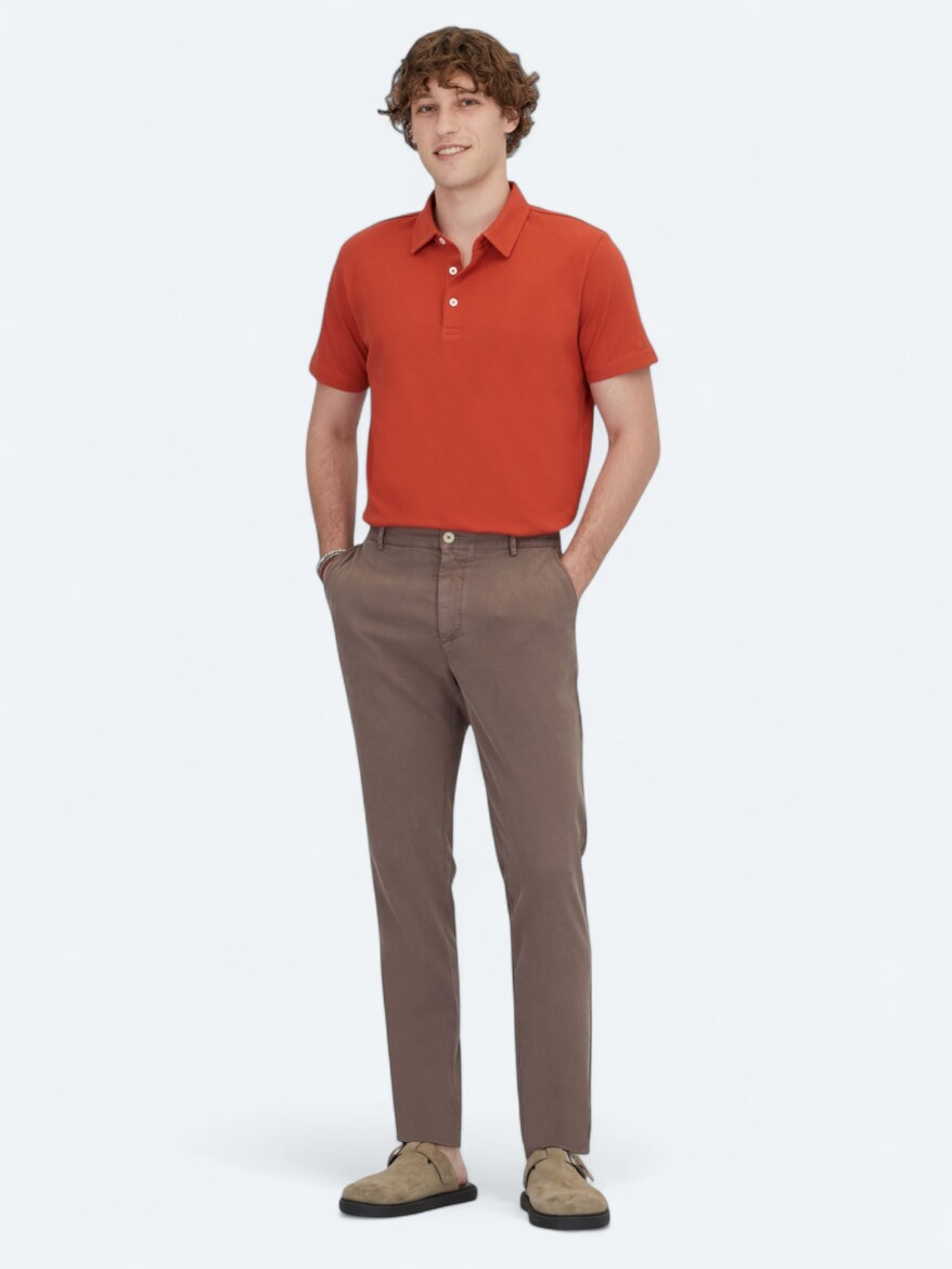 Cinnamon Polo Neck Cotton Blended T-Shirt - 2