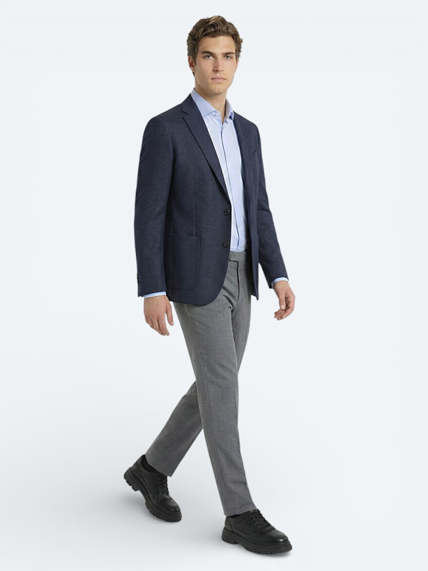 Colourful Micro Modern Fit Wool Blended Jacket - 2