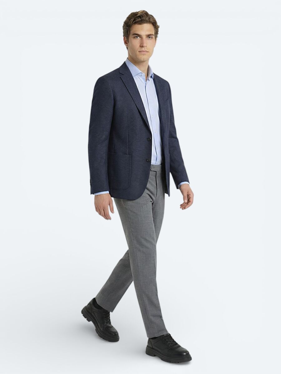 Colourful Micro Modern Fit Wool Blended Jacket - 2