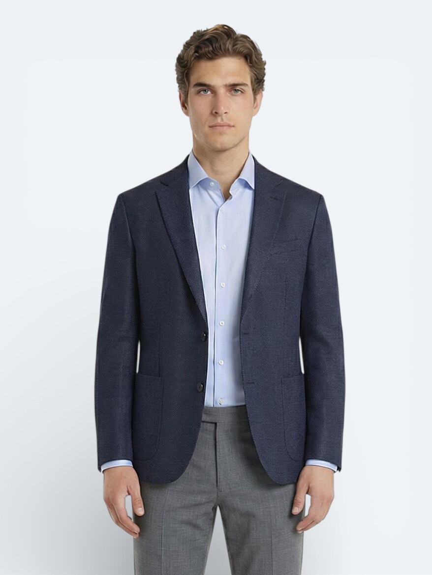 Colourful Micro Modern Fit Wool Blended Jacket - 3