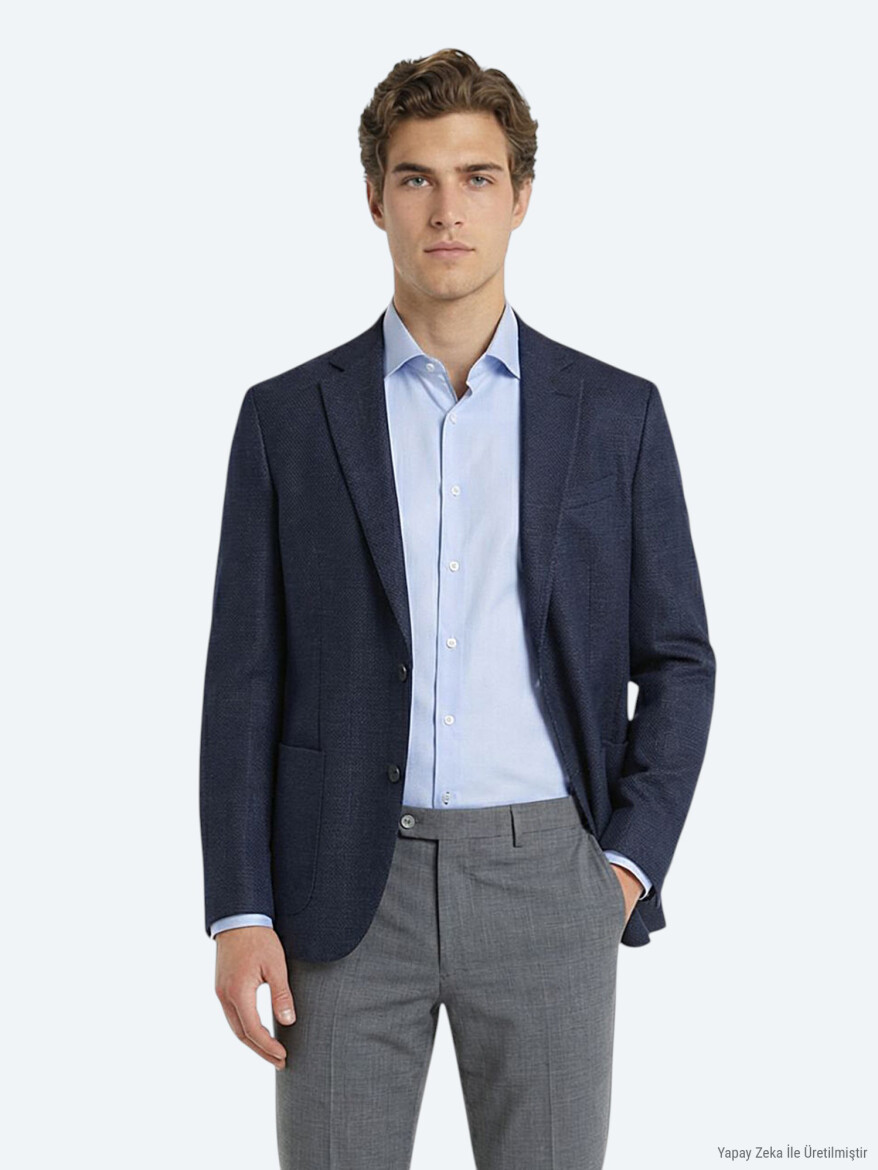 Colourful Micro Modern Fit Wool Blended Jacket - KİP