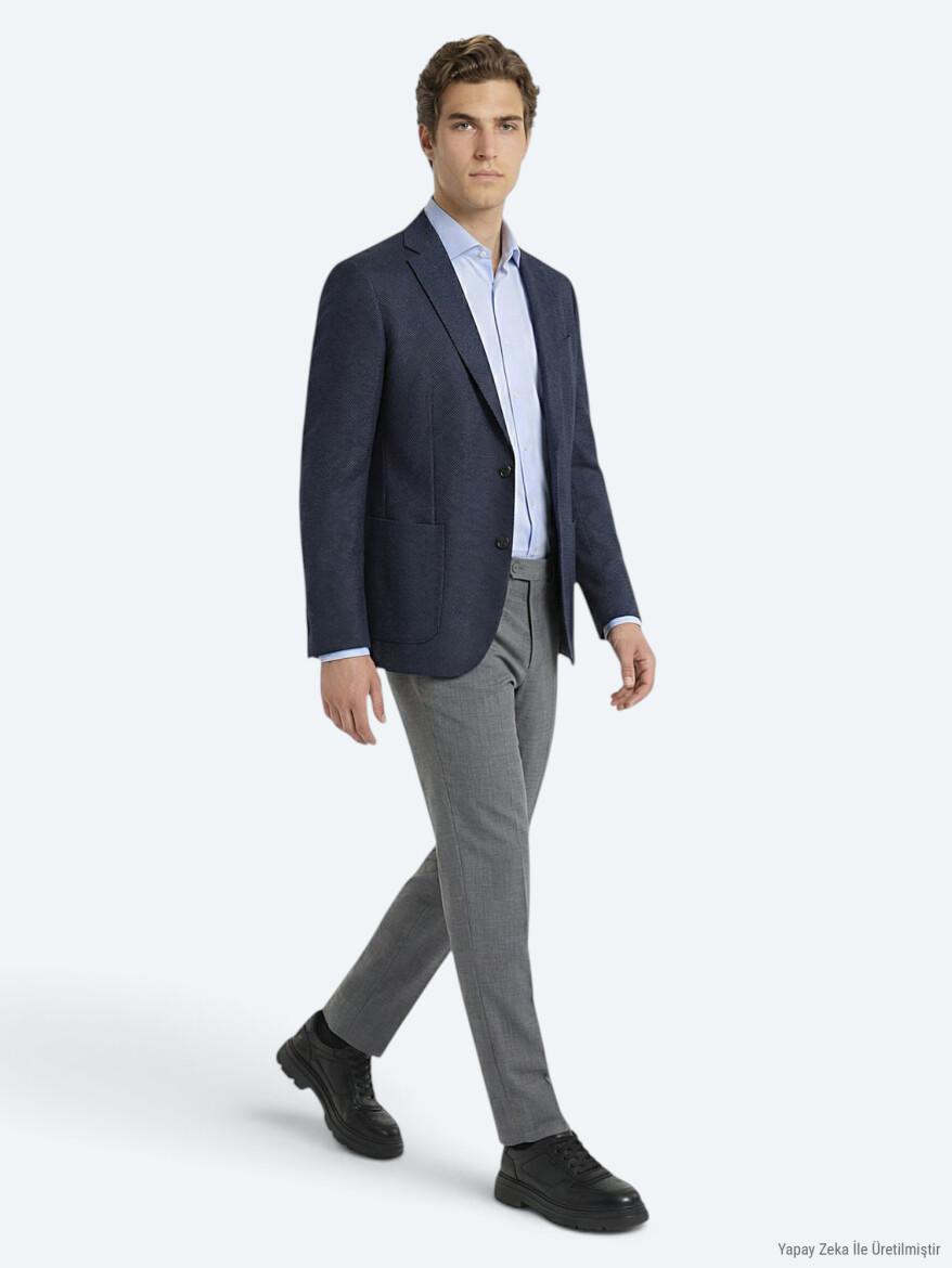 Colourful Micro Modern Fit Wool Blended Jacket - KİP