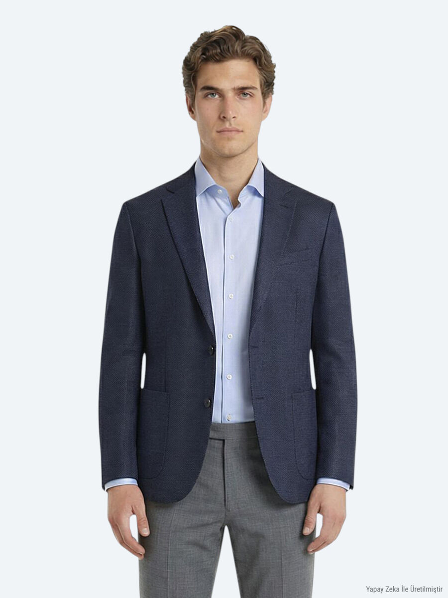 Colourful Micro Modern Fit Wool Blended Jacket - 3