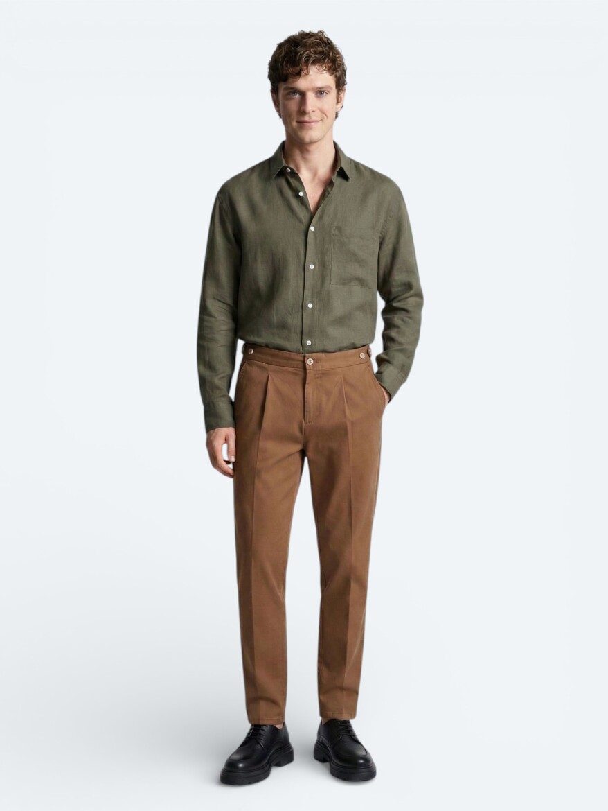 Copper Weaving Regular Fit Casual Cotton Blended Trousers 