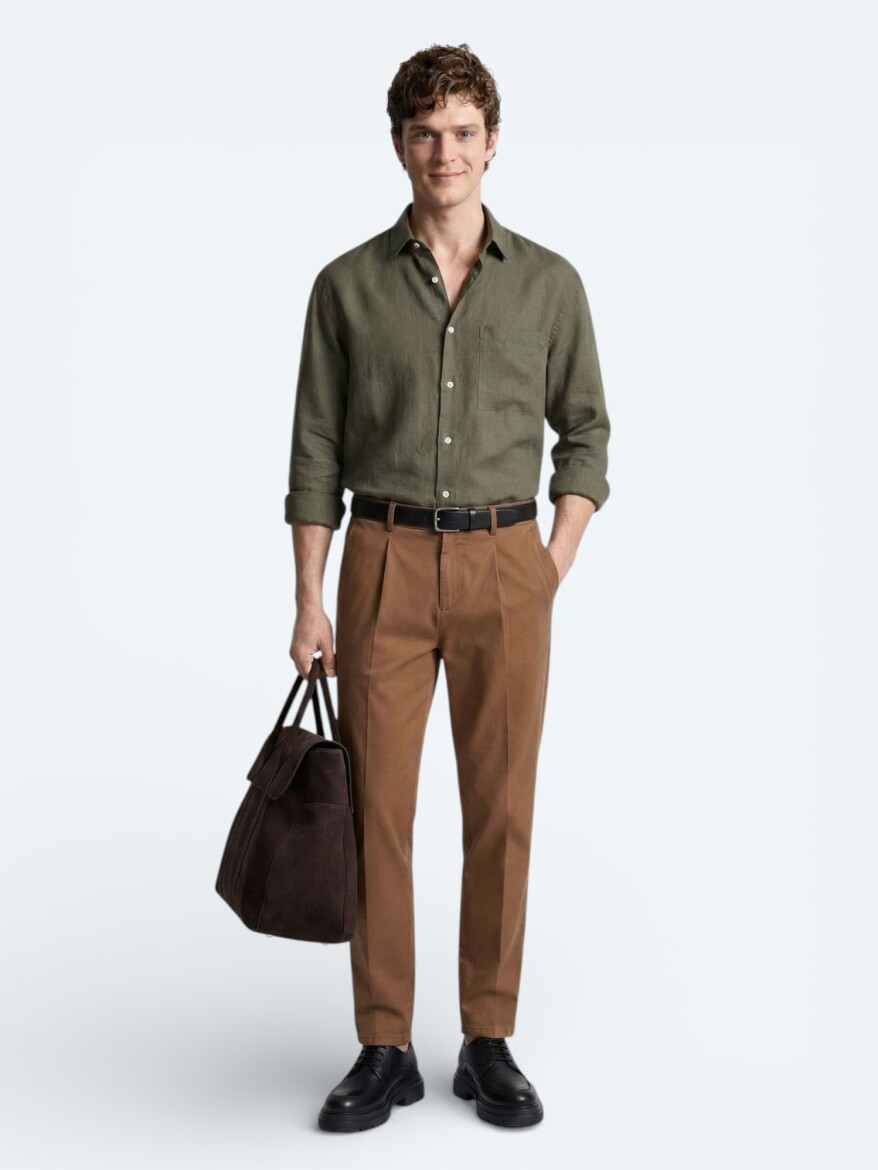 Copper Weaving Regular Fit Casual Cotton Blended Trousers - 2