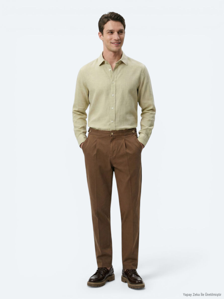 Copper Weaving Regular Fit Casual Cotton Blended Trousers - 1