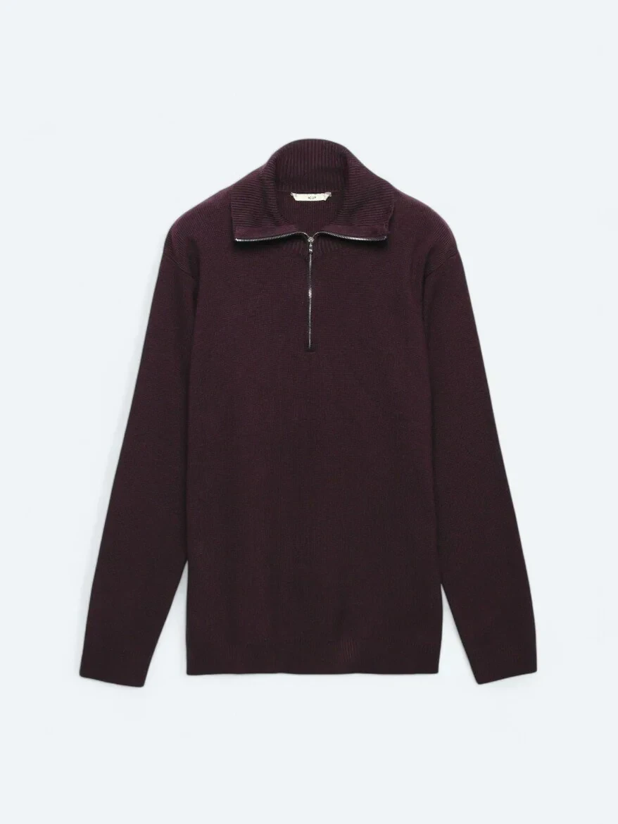 Damson Color Knitwear Sweatshirt - 7