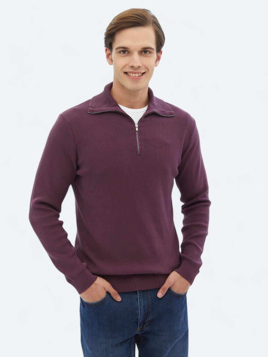 Damson Color Knitwear Sweatshirt 