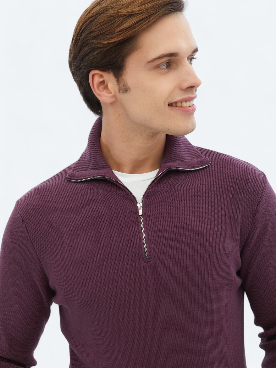 Damson Color Knitwear Sweatshirt - 3