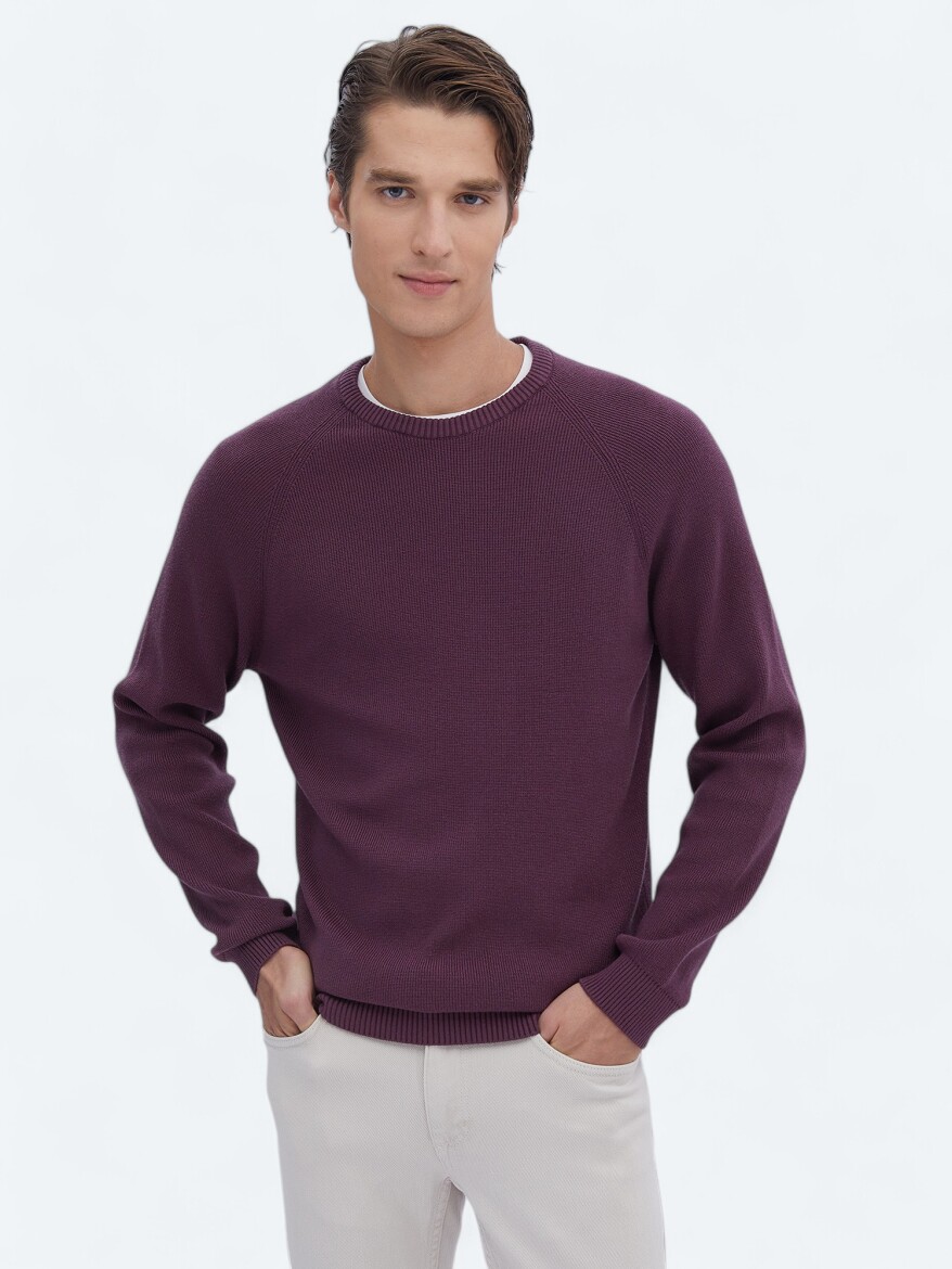 Damson Color Knitwear Sweatshirt 