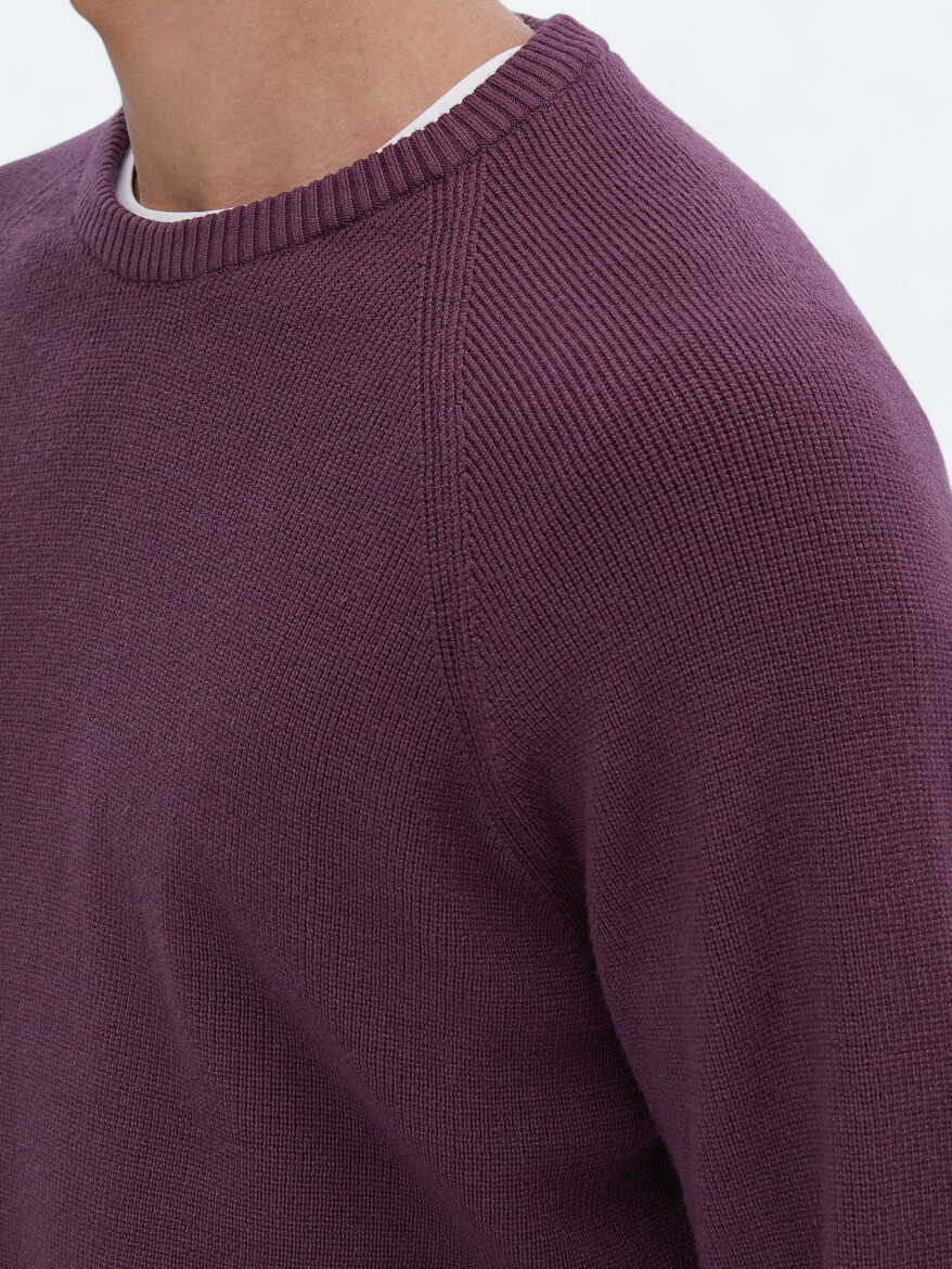 Damson Color Knitwear Sweatshirt - 4