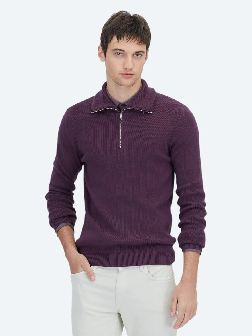 Damson Color Knitwear Sweatshirt - 1