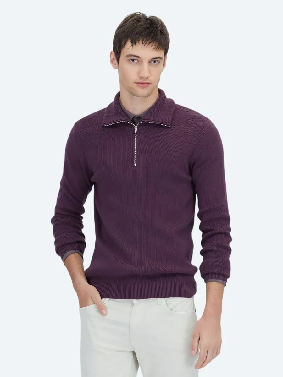 Damson Color Knitwear Sweatshirt - 1