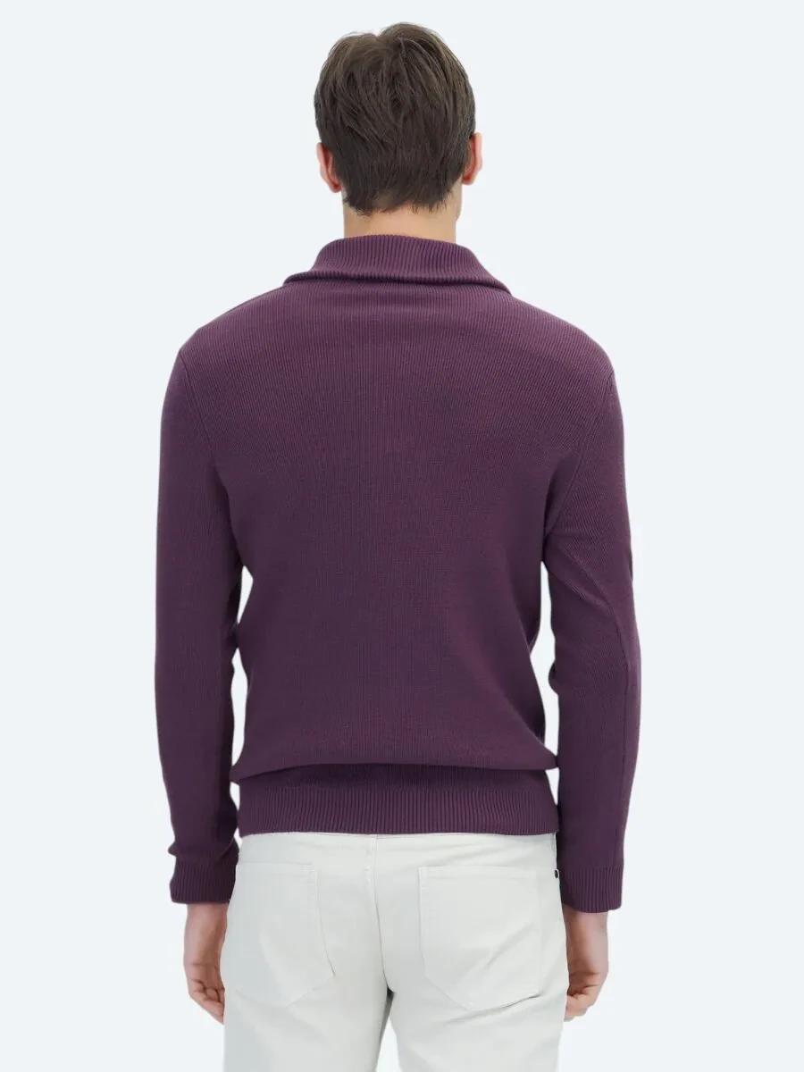 Damson Color Knitwear Sweatshirt - 6