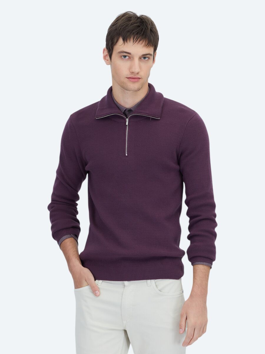 Damson Color Knitwear Sweatshirt - 1
