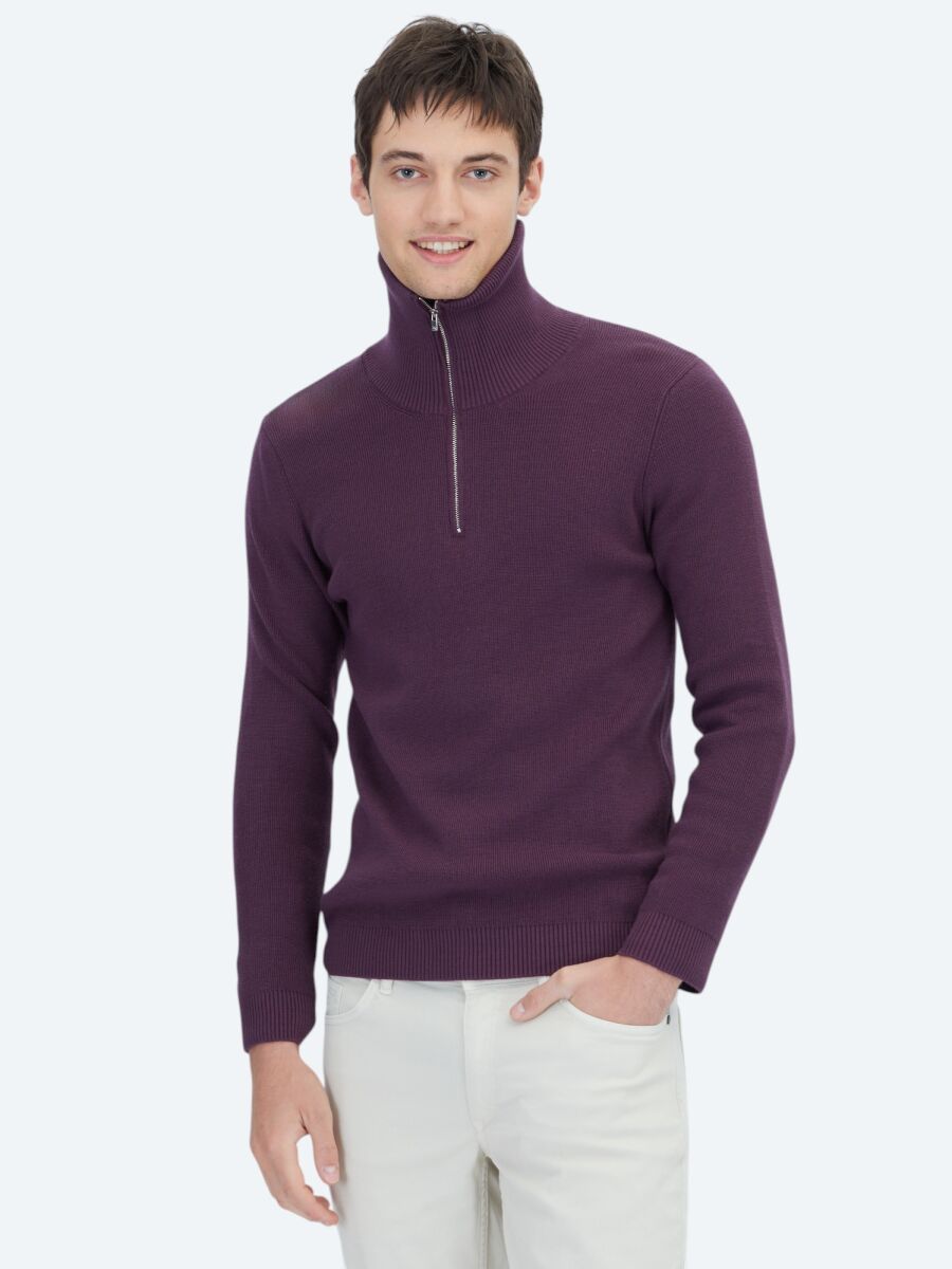 Damson Color Knitwear Sweatshirt - 3