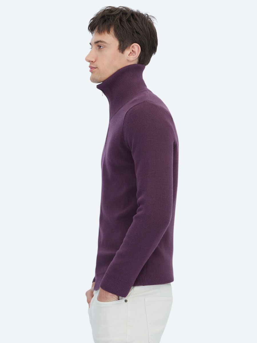 Damson Color Knitwear Sweatshirt - 4