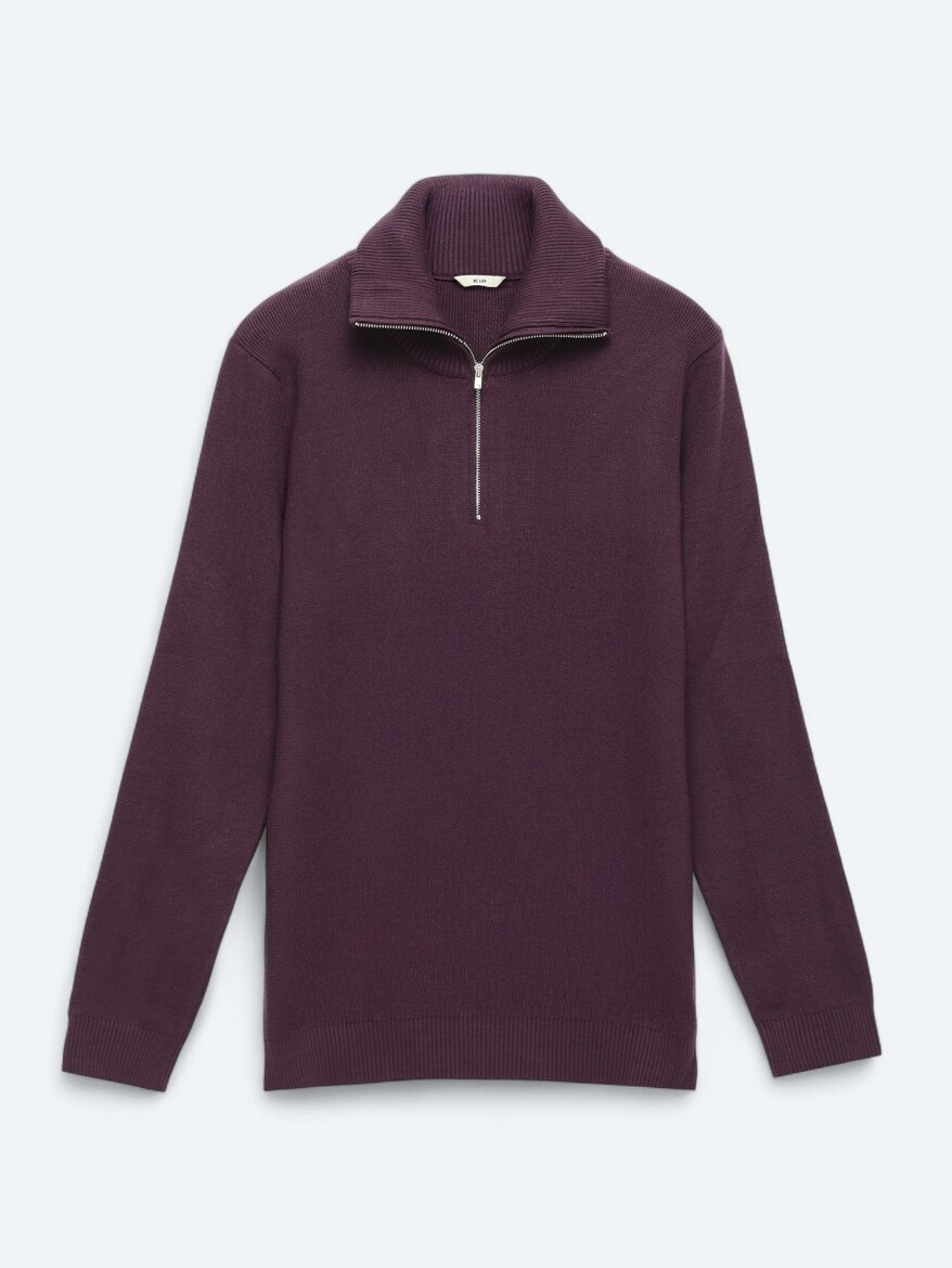 Damson Color Knitwear Sweatshirt - 7