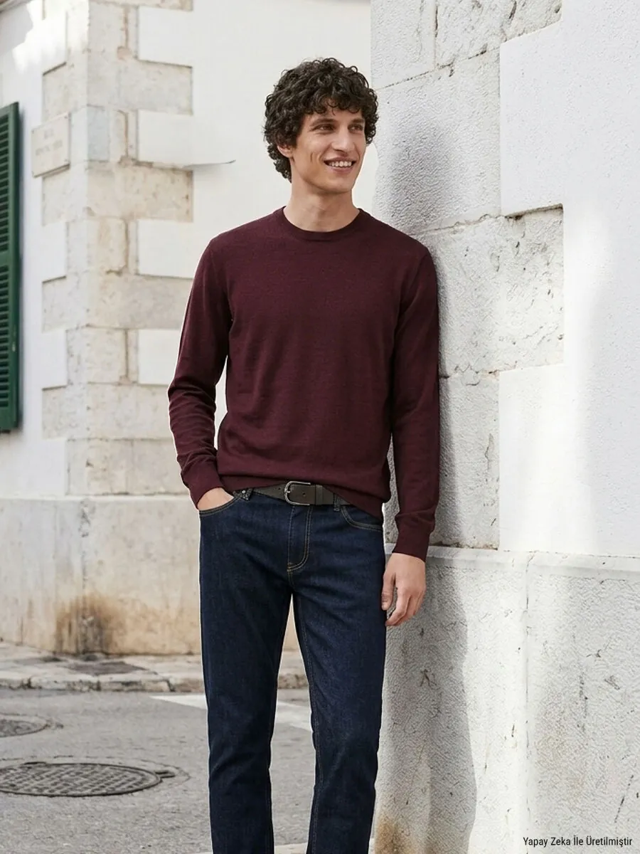 Damson Color Knitwear Sweatshirt - 2
