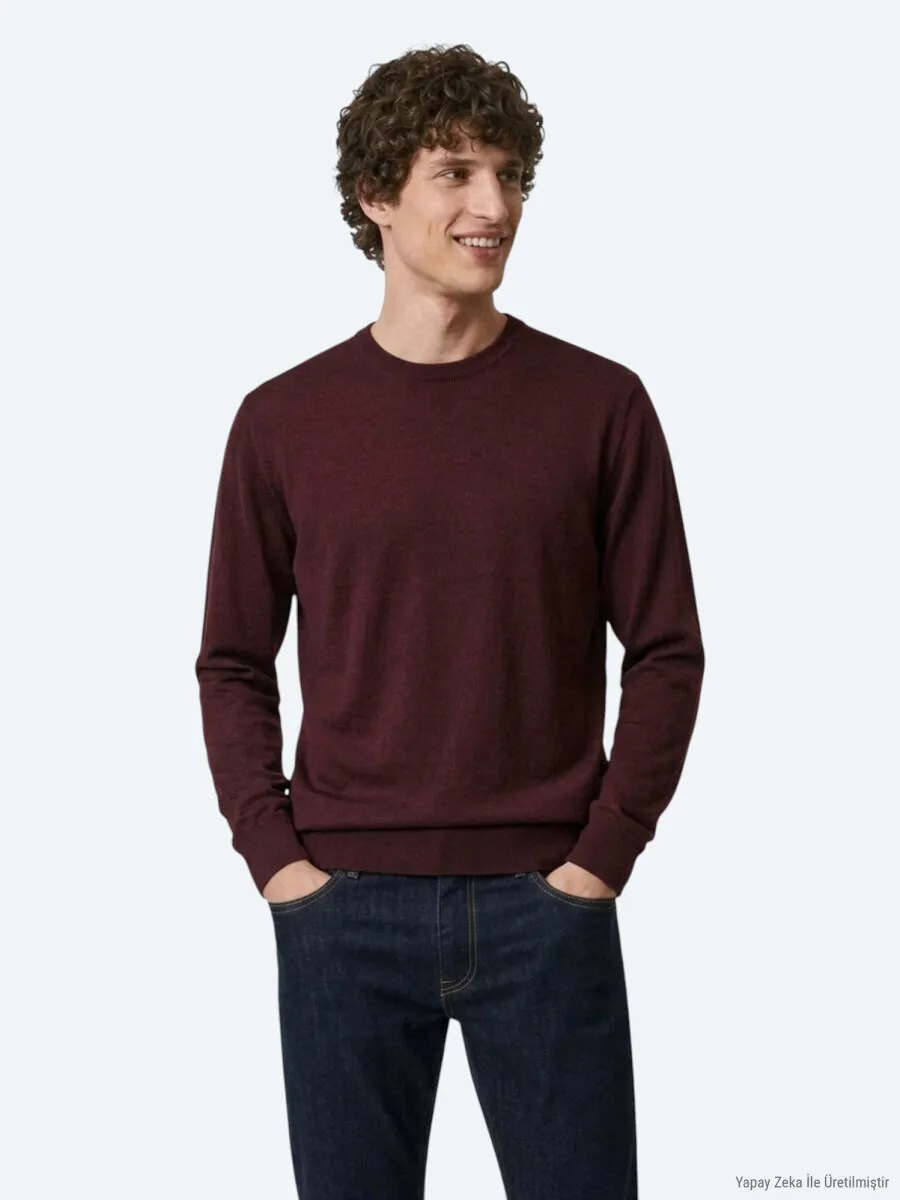 Damson Color Knitwear Sweatshirt - 4
