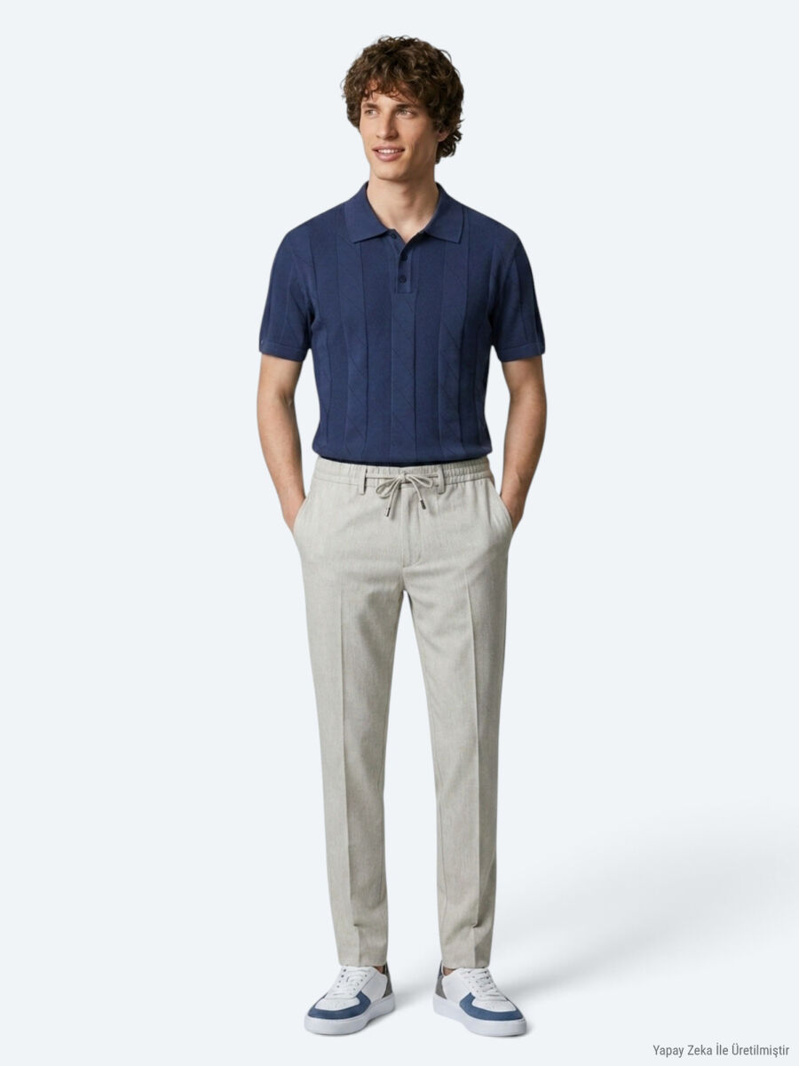 Dark Beige Weaving Jogging Fit Casual Trousers - 1