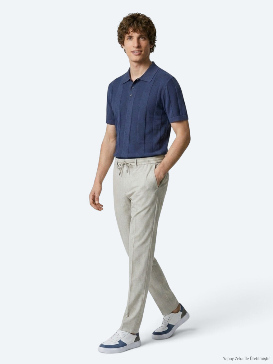 Dark Beige Weaving Jogging Fit Casual Trousers - 3