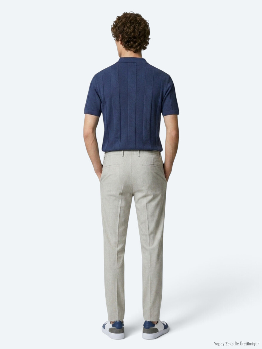 Dark Beige Weaving Jogging Fit Casual Trousers - 5