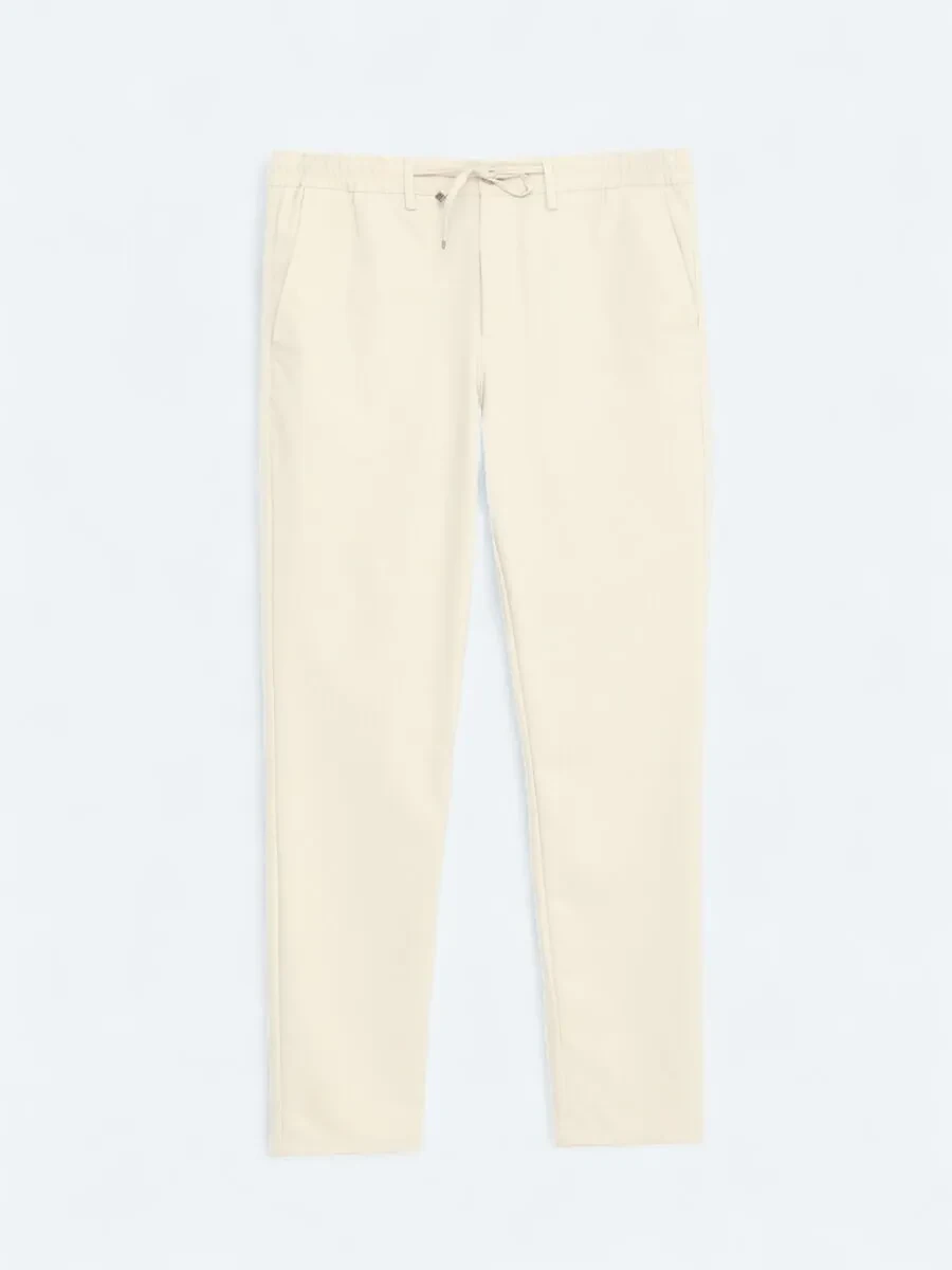 Dark Beige Weaving Jogging Fit Casual Trousers - 1