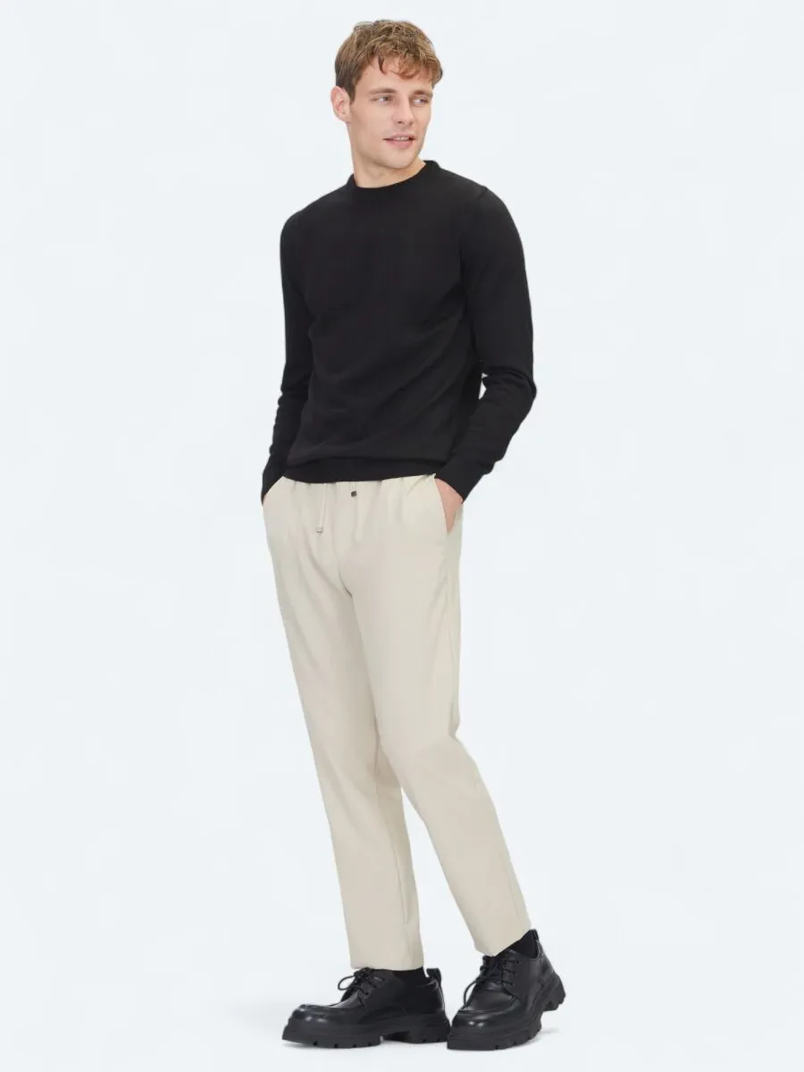 Dark Beige Weaving Jogging Fit Casual Trousers - 1