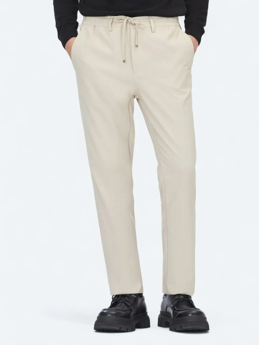 Dark Beige Weaving Jogging Fit Casual Trousers - 2