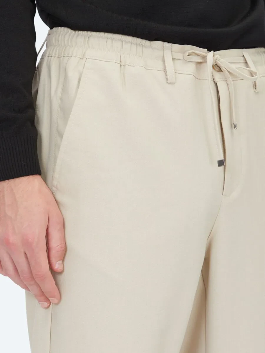 Dark Beige Weaving Jogging Fit Casual Trousers - 4