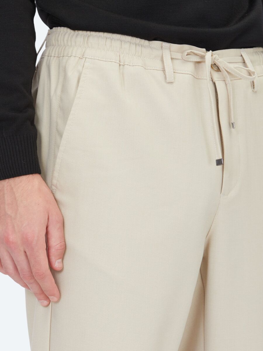 Dark Beige Weaving Jogging Fit Casual Trousers - 4