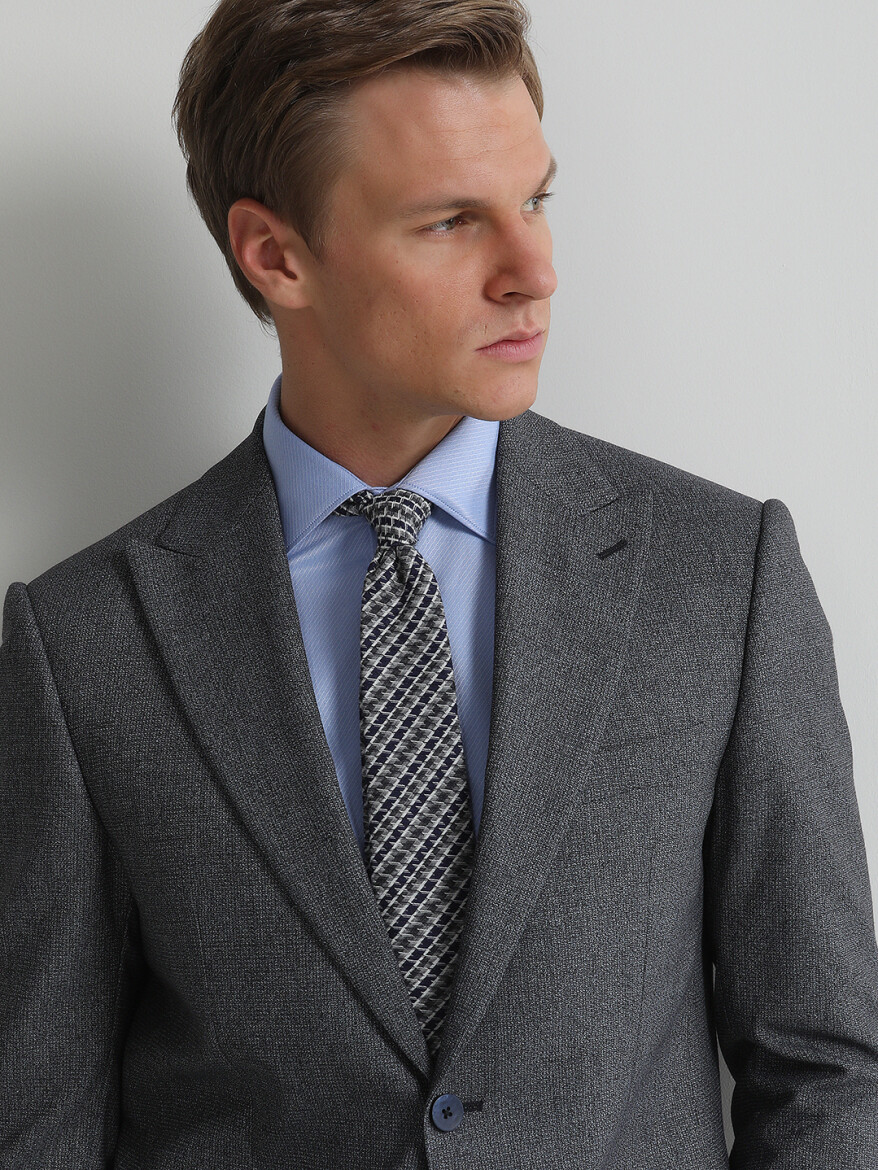 Dark Blue Micro Modern Fit Suit - 2