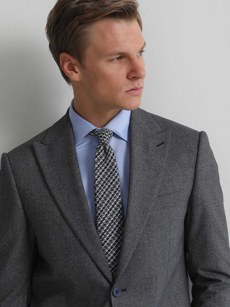 Dark Blue Micro Modern Fit Suit - 2