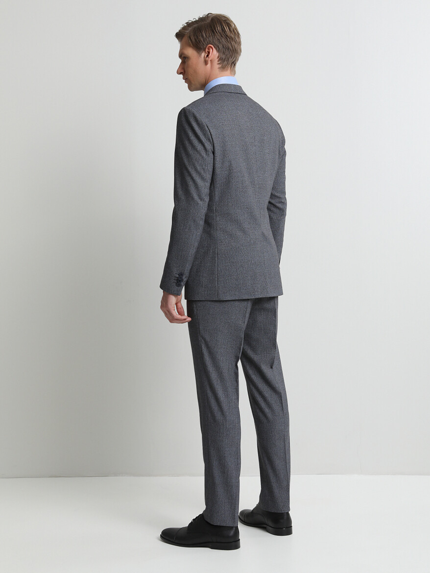 Dark Blue Micro Modern Fit Suit - 3