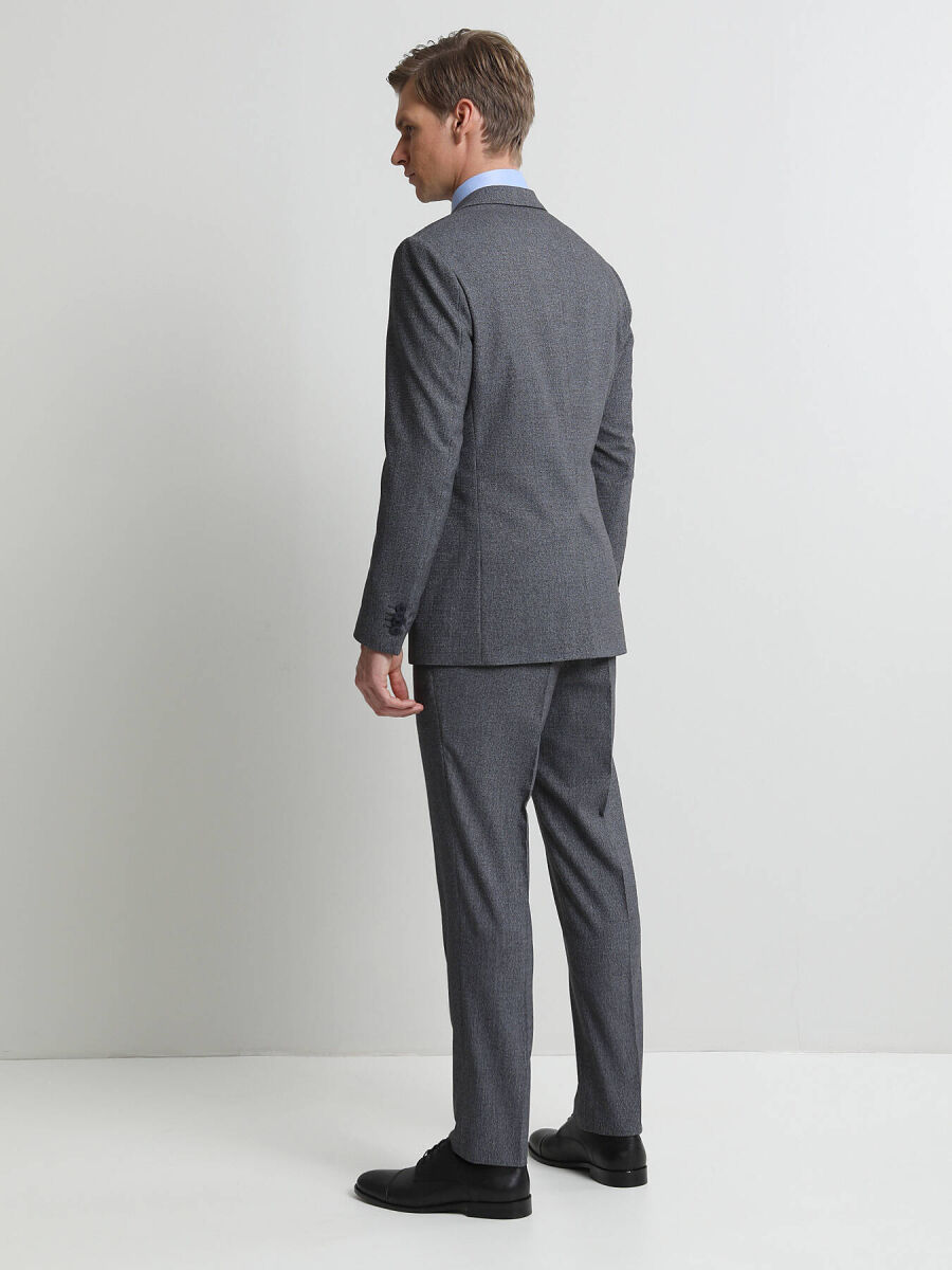 Dark Blue Micro Regular Fit Suit - 4