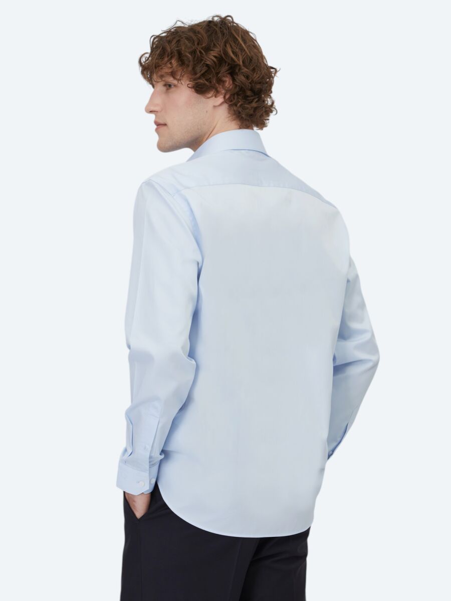 Dark Blue Plain Regular Fit Weaving Classical 100% Cotton Shirt - 6