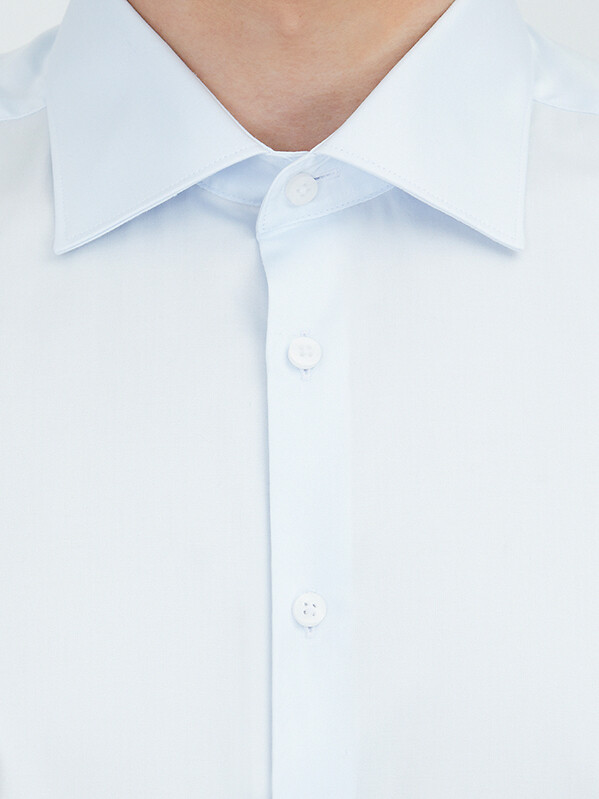 Dark Blue Plain Slim Fit Weaving Classical 100% Cotton Shirt - 4