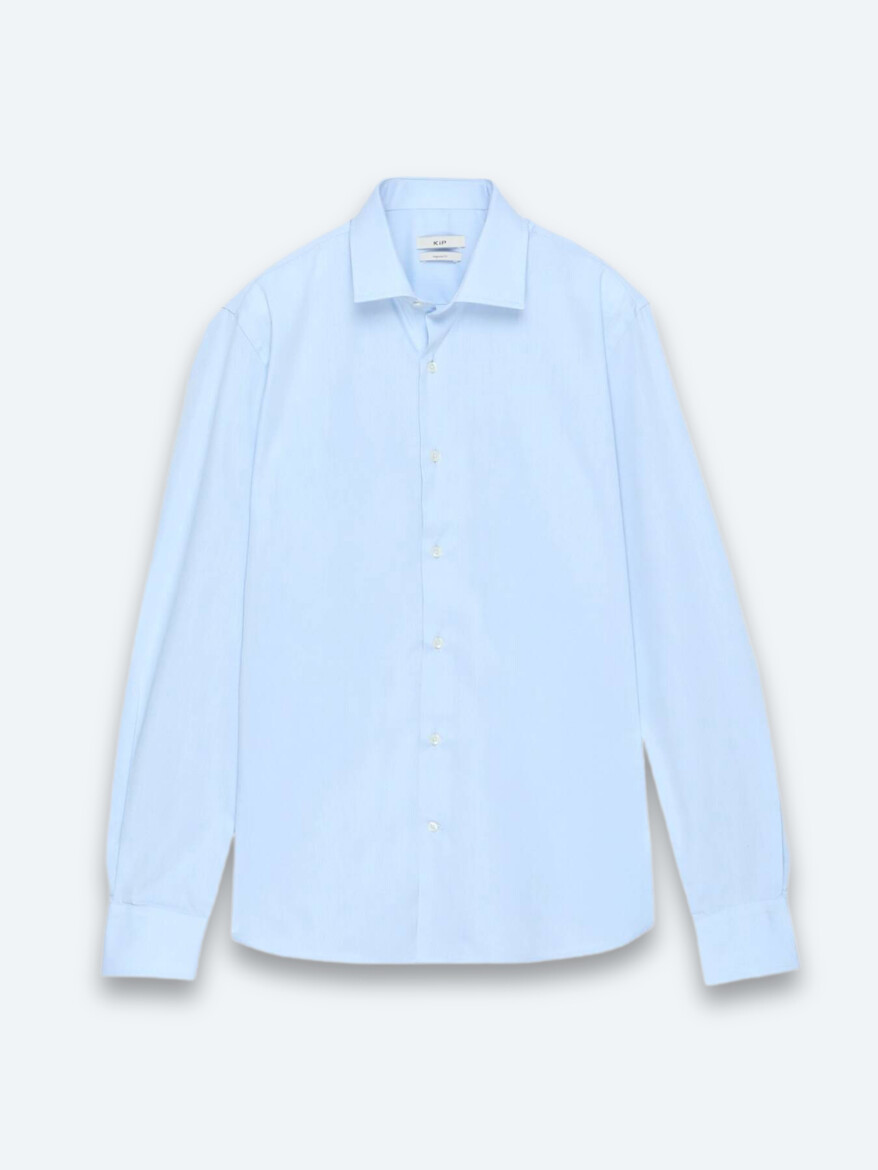 Dark Blue Regular Fit Long Weaving Classical Cotton Blended Shirt - 5