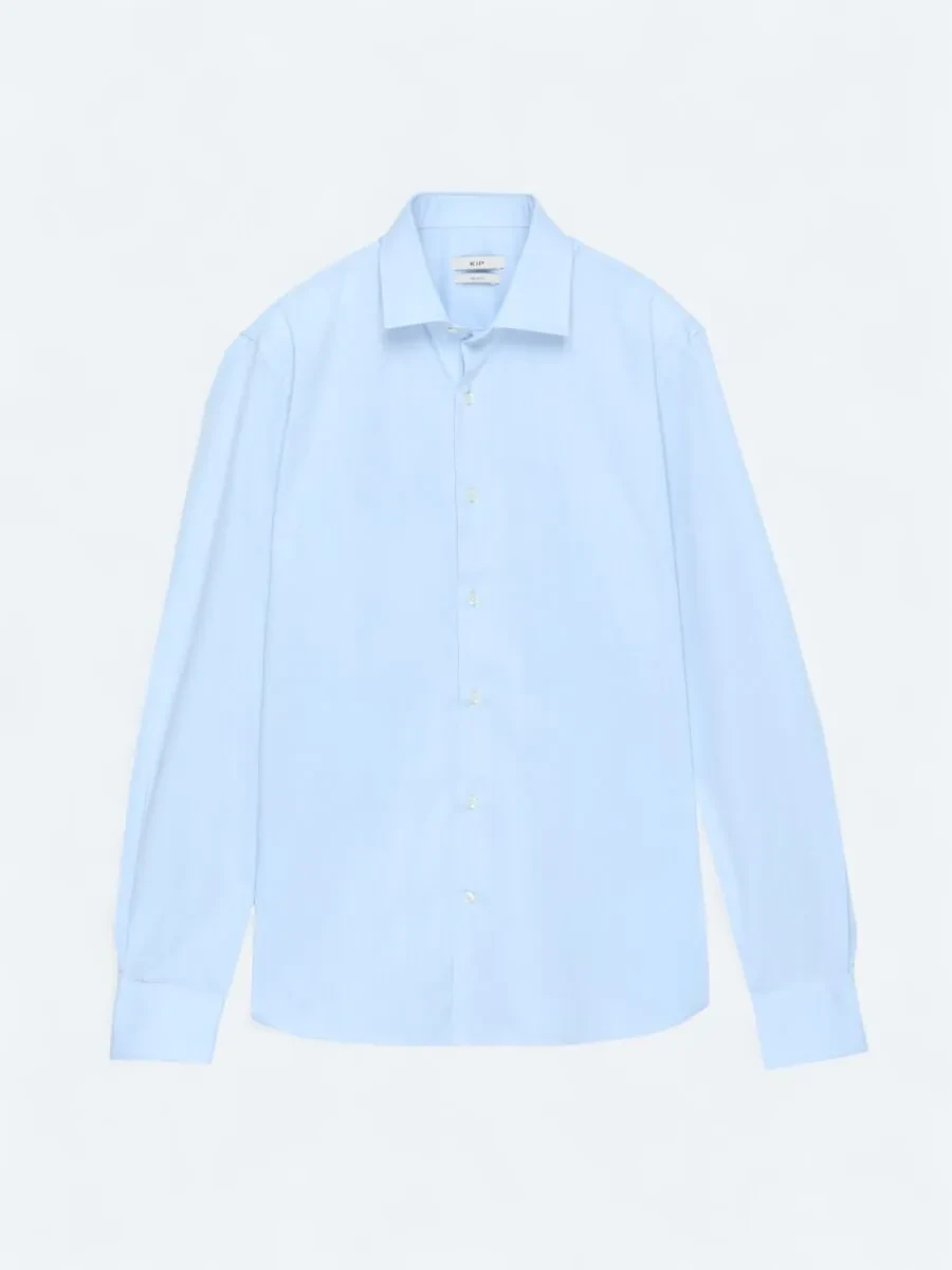 Dark Blue Regular Fit Weaving Classical Cotton Blended Shirt - 1