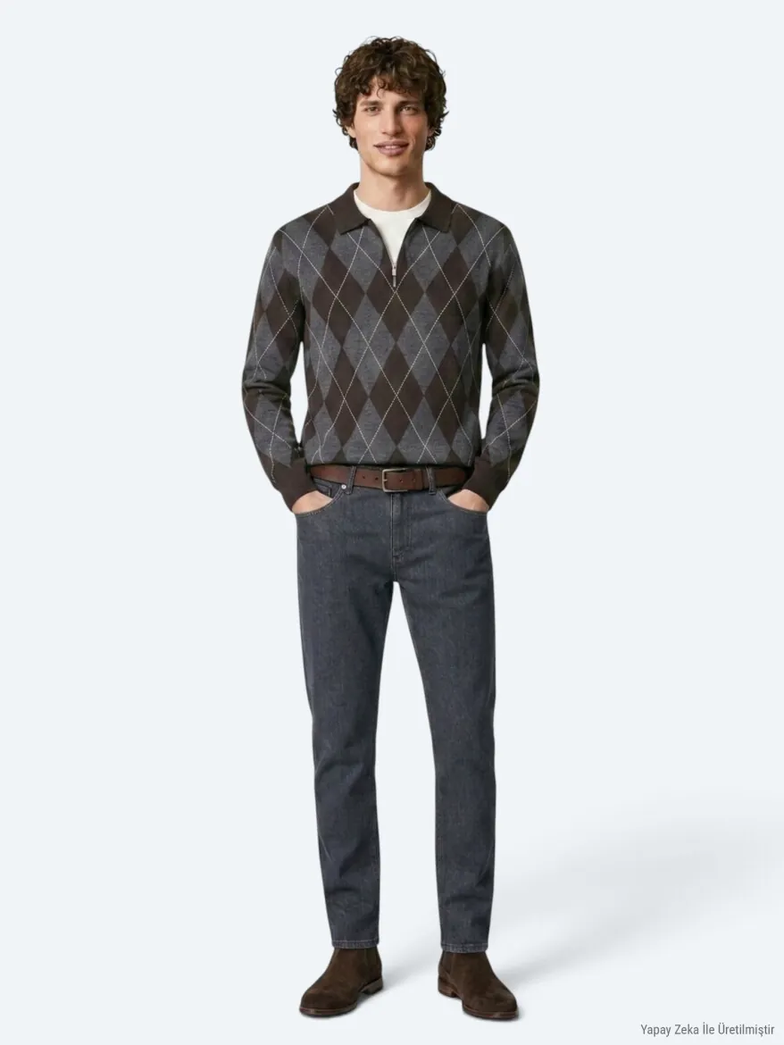 Dark Blue Slim Fit Denim Cotton Blended Trousers - KİP