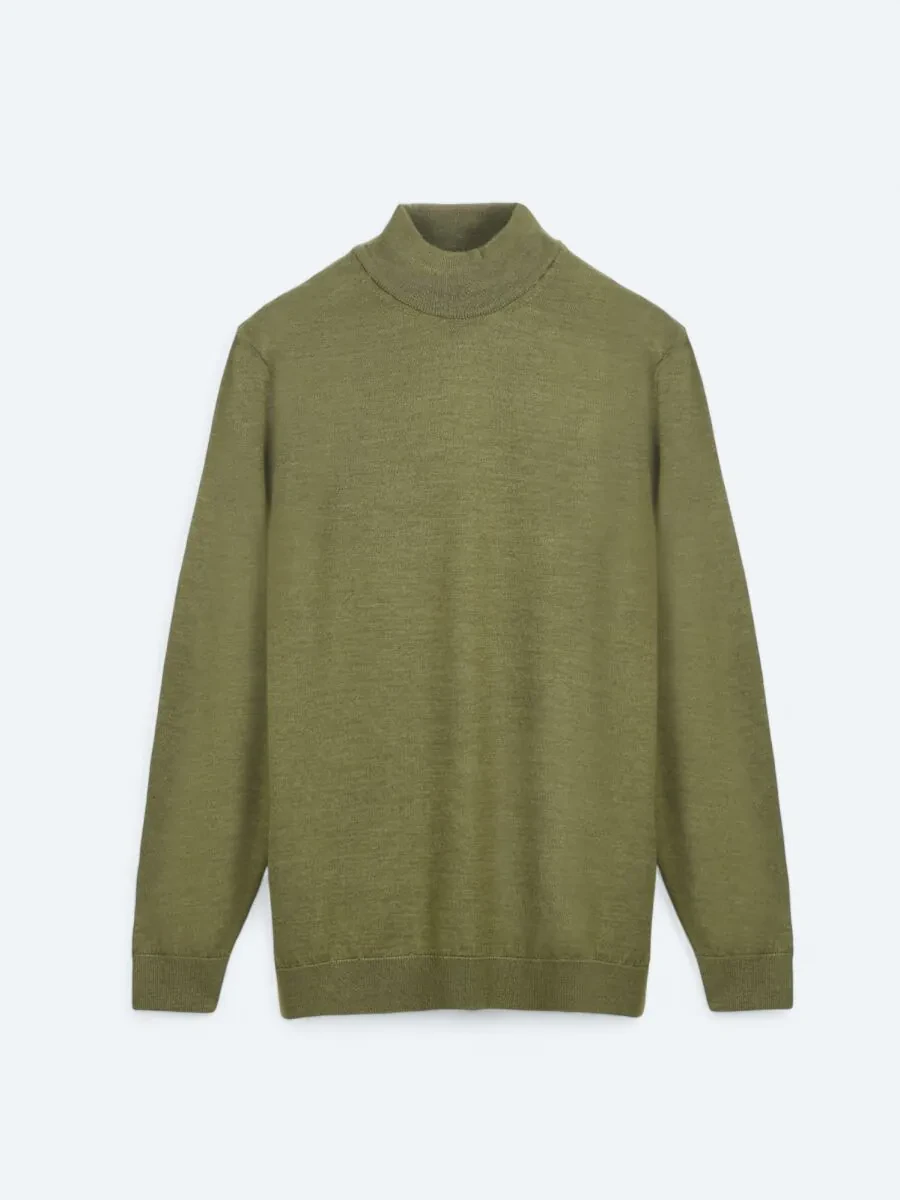 Dark Green Knitwear Sweatshirt - 1