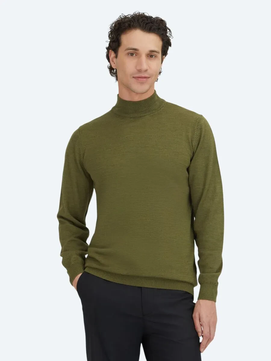 Dark Green Knitwear Sweatshirt - 1